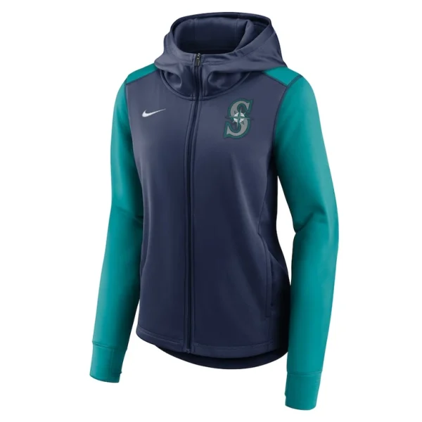 Seattle mariners nike womens authentic collection baseball performance full zip hoodie Navyaqua S