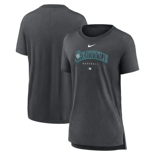 Seattle mariners nike womens authentic collection early work tri blend t shirt Heather charcoal