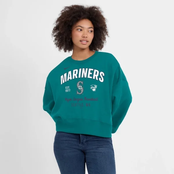 Seattle mariners nike womens oversized high hip pullover sweatshirt Aqua L
