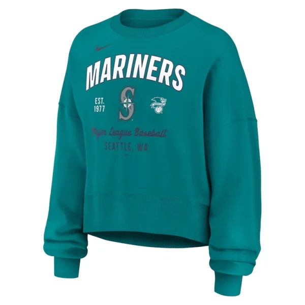 Seattle mariners nike womens oversized high hip pullover sweatshirt Aqua S