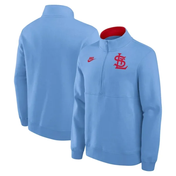St. louis cardinals nike cooperstown collection fleece half zip pullover Light blue