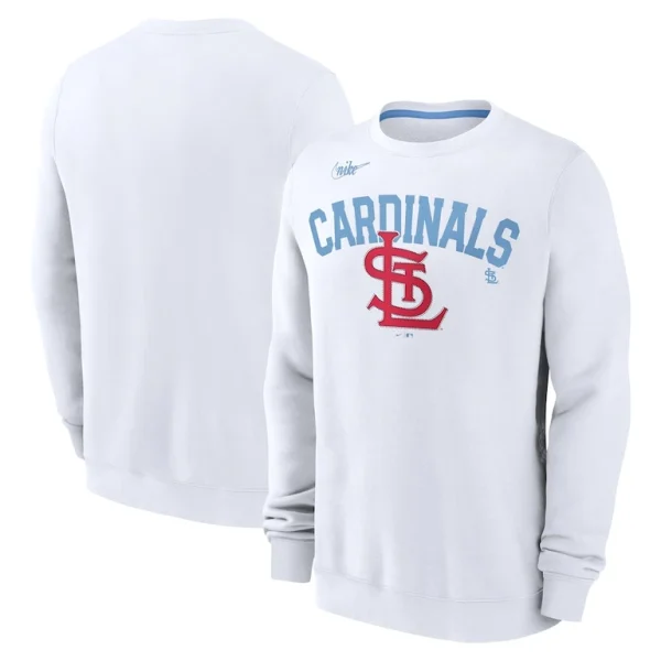 St. louis cardinals nike cooperstown collection fleece pullover sweatshirt White