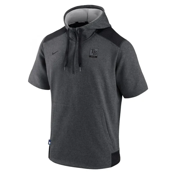 Tampa bay rays nike authentic collection dry flux performance quarter zip short sleeve hoodie Heathered charcoalblack M