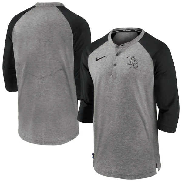 Tampa bay rays nike authentic collection flux henley raglan 34 sleeve t shirt Gray