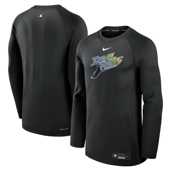 Tampa bay rays nike authentic collection game time raglan performance long sleeve t shirt Black