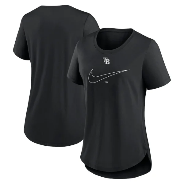 Tampa bay rays nike womens big swoosh tri blend scoop neck t shirt Black