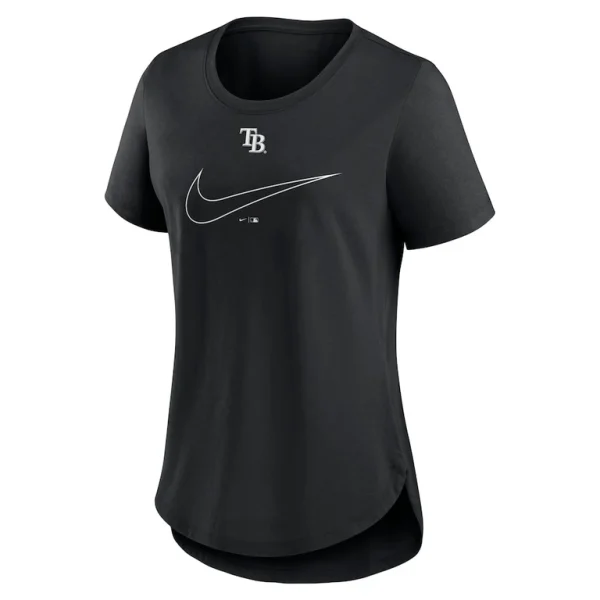 Tampa bay rays nike womens big swoosh tri blend scoop neck t shirt Black S