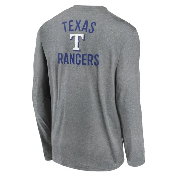 Texas rangers nike 2 hit legend performance long sleeve t shirt Heather charcoal L