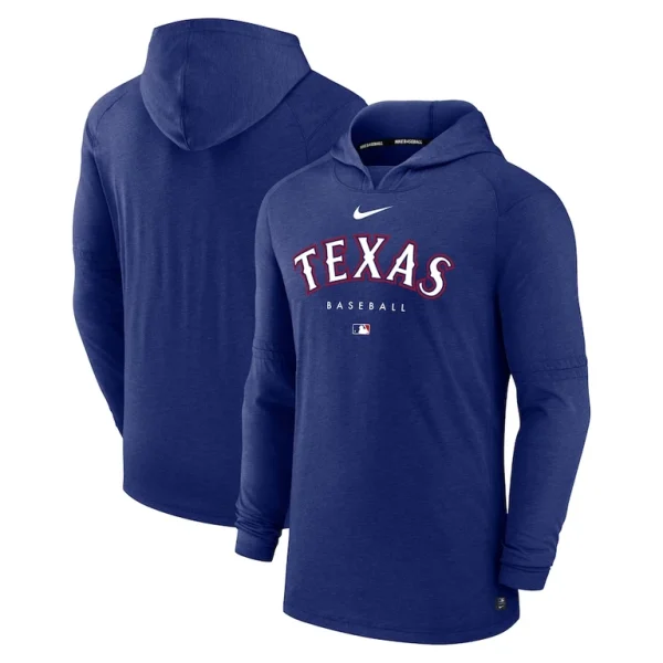 Texas rangers nike authentic collection early work tri blend performance pullover hoodie Heather royal
