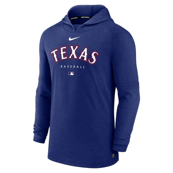 Texas rangers nike authentic collection early work tri blend performance pullover hoodie Heather royal M