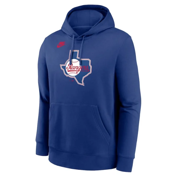 Texas rangers nike cooperstown collection logo club pullover hoodie Royal M