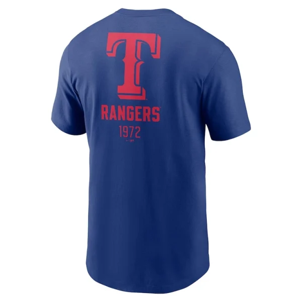 Texas rangers nike large logo back stack t shirt Royal L