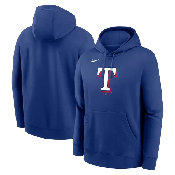 Texas rangers nike logo club fleece pullover hoodie Royal