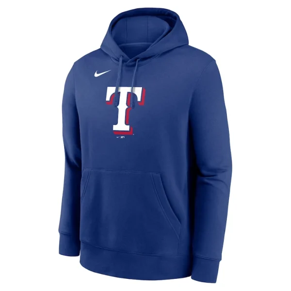 Texas rangers nike logo club fleece pullover hoodie Royal M