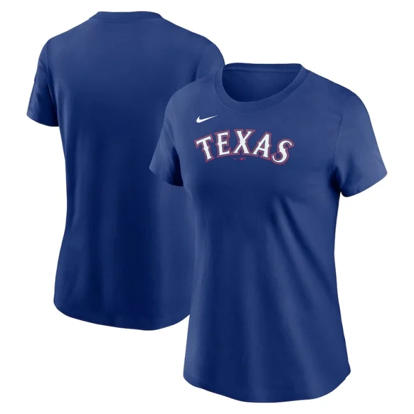 Texas rangers nike womens fuse wordmark t shirt Royal