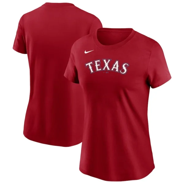 Texas rangers nike womens wordmark t shirt Red