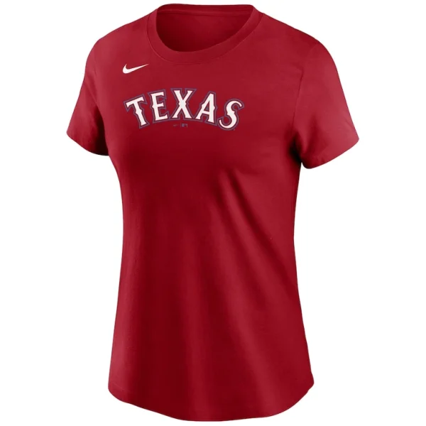 Texas rangers nike womens wordmark t shirt Red S