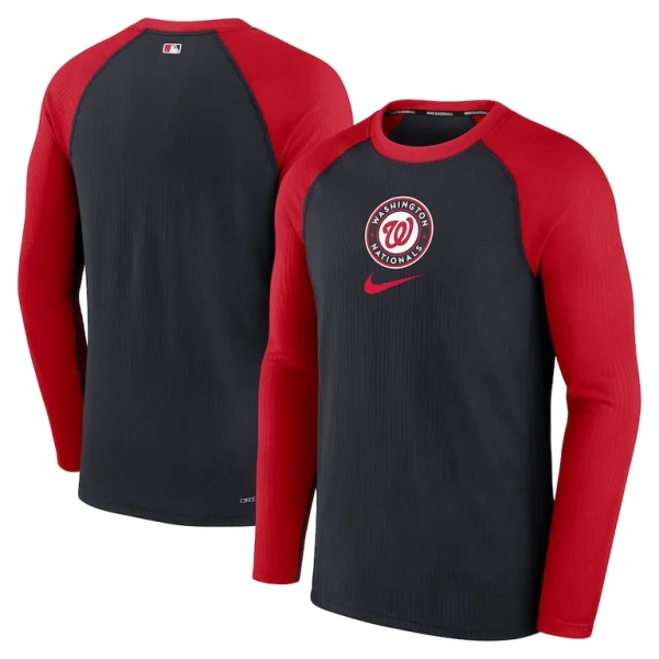 Washington nationals nike authentic collection game raglan performance long sleeve t shirt Navy
