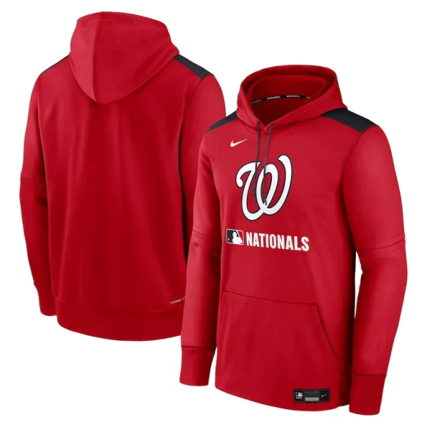 Washington nationals nike authentic collection performance pullover hoodie Red