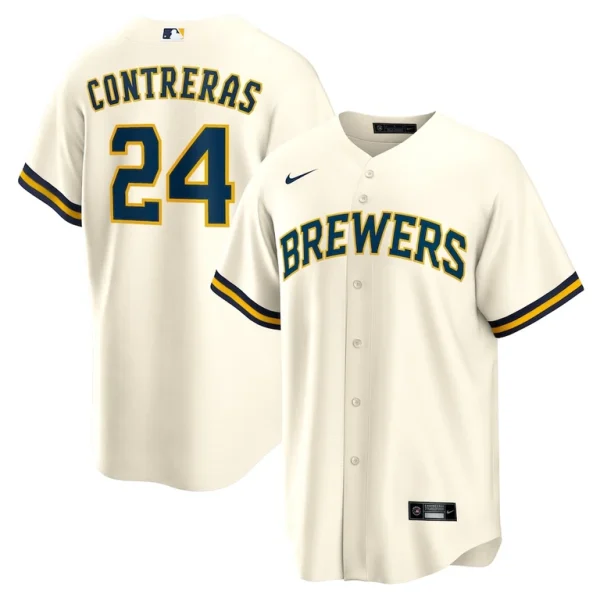 William contreras milwaukee brewers nike home replica jersey Cream