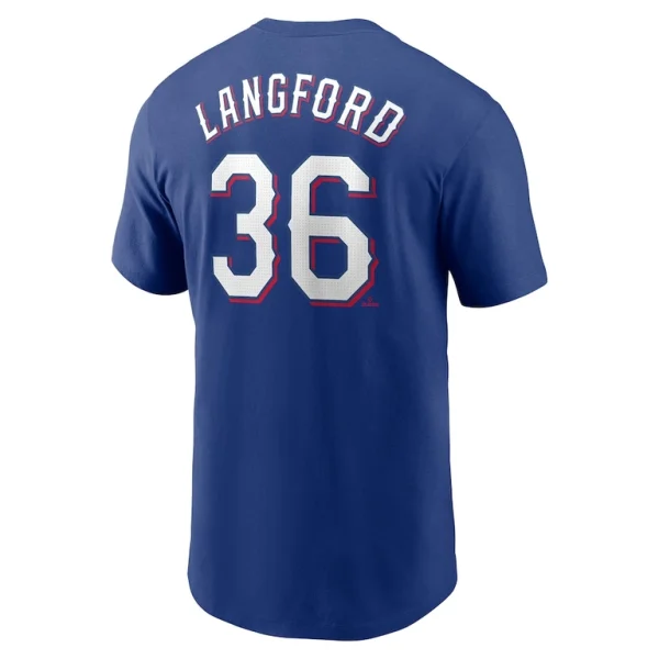 Wyatt langford texas rangers nike fuse name number t shirt Royal M