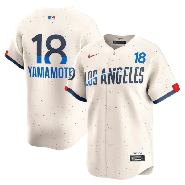 Yoshinobu yamamoto los angeles dodgers nike city connect limited jersey Cream